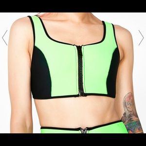 Green neoprene crop top